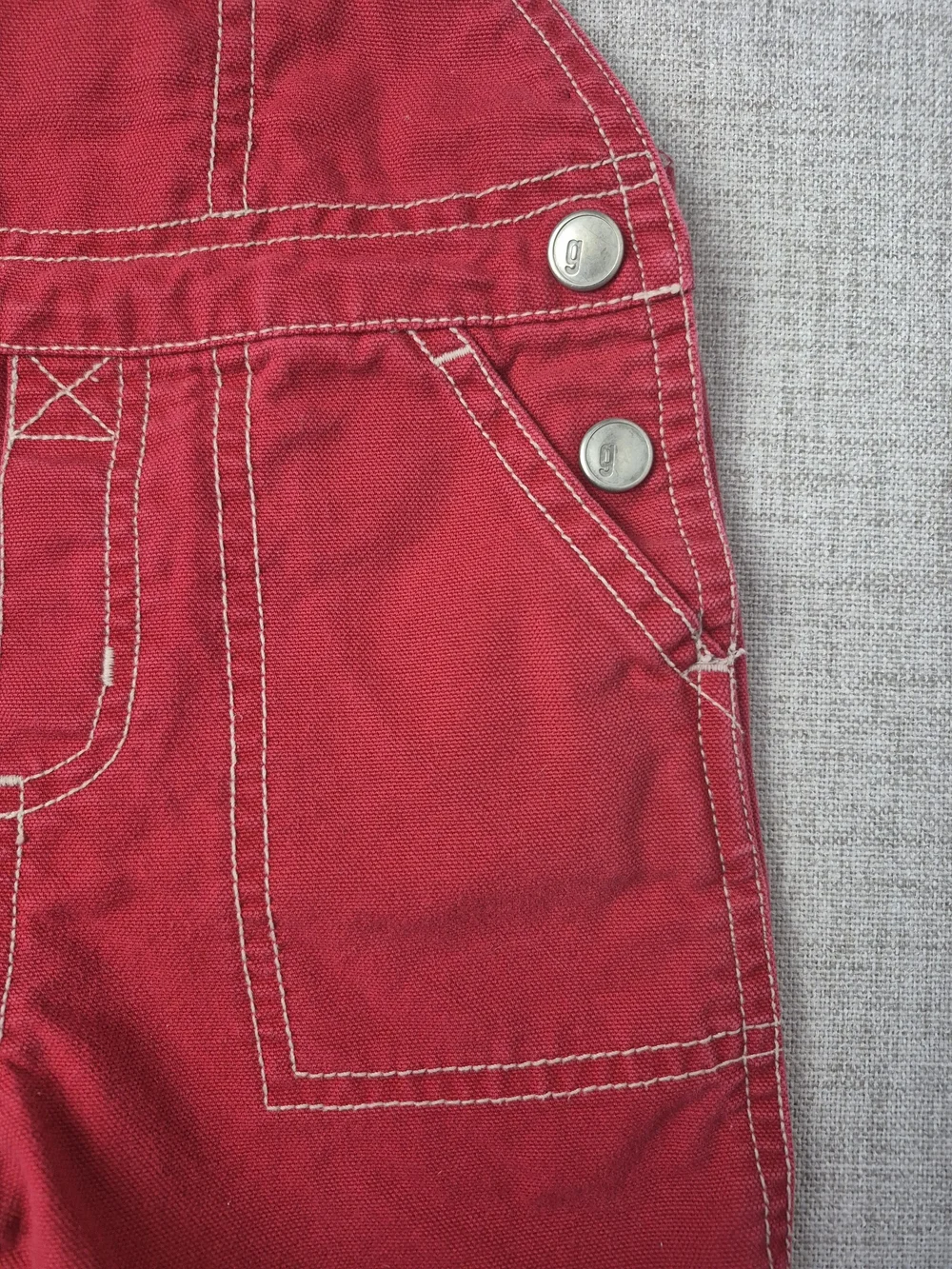 Vintage Gymboree Red Denim Shortalls Overalls 3-6M Year 2000